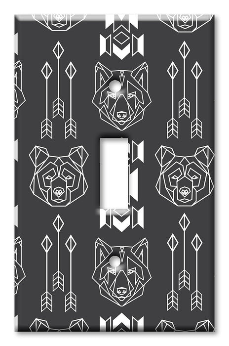 Decorative Printed OVERSIZED Switch Plate - Electrical Switch Cover JUMBO Wall Plate by Art Plates - Bear and Wolf