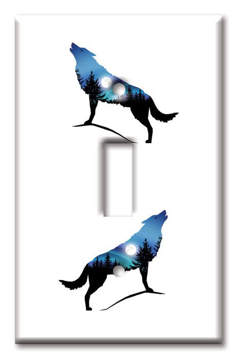 Decorative Printed Switch Plate - Electrical Switch Cover Wall Plate by Art Plates - Wolf Silhouette