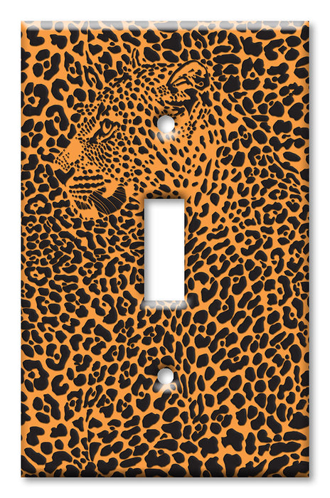 Decorative Printed OVERSIZED Switch Plate - Electrical Switch Cover JUMBO Wall Plate by Art Plates - Leopard Head