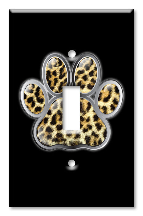 Decorative Printed OVERSIZED Switch Plate - Electrical Switch Cover JUMBO Wall Plate by Art Plates - Leopard Paw