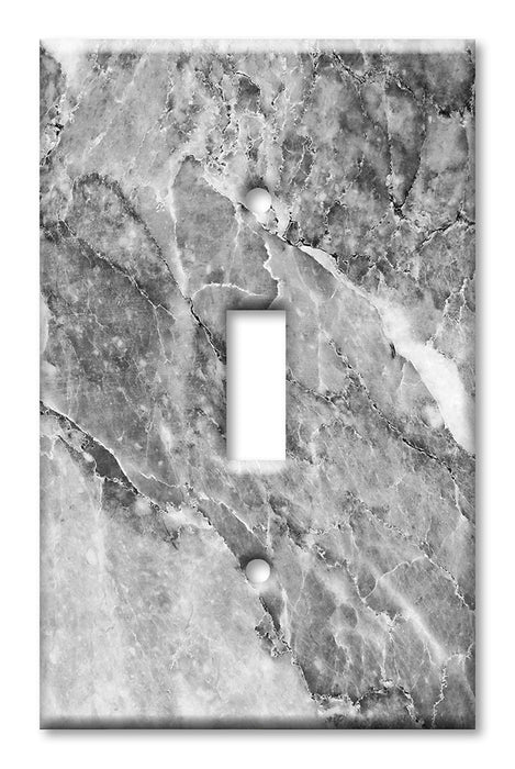 Decorative Printed Switch Plate - Electrical Switch Cover Wall Plate by Art Plates - Grey and White Marble - Granite Print