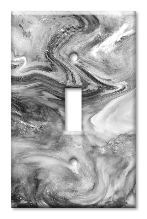 Decorative Printed OVERSIZED Switch Plate - Electrical Switch Cover JUMBO Wall Plate by Art Plates - Grey Swirl Marble - Granite Print