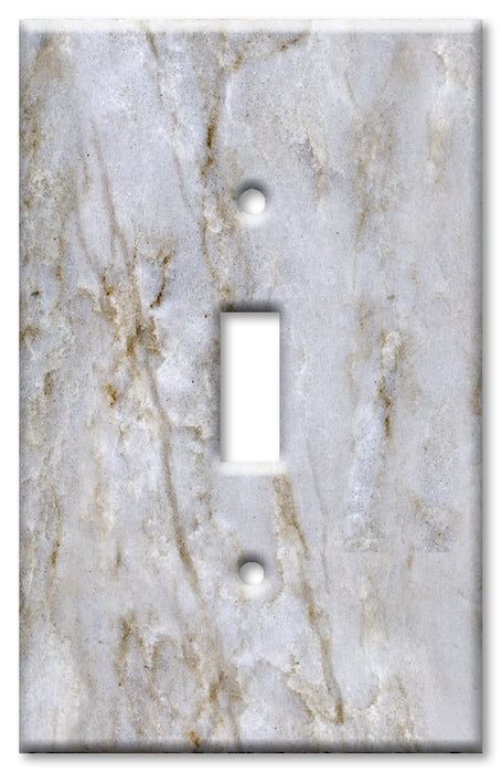 Decorative Printed OVERSIZED Switch Plate - Electrical Switch Cover JUMBO Wall Plate by Art Plates - White Pearl Quartzite / Granite / Marble Print