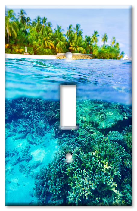 Decorative Printed OVERSIZED Switch Plate - Electrical Switch Cover JUMBO Wall Plate by Art Plates - Tropical Ocean Island Coral Beach