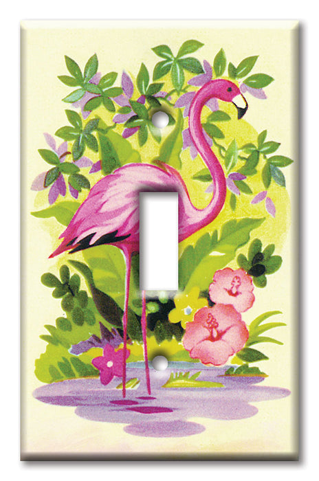 Decorative Printed OVERSIZED Switch Plate - Electrical Switch Cover JUMBO Wall Plate by Art Plates - Pink Flamingo