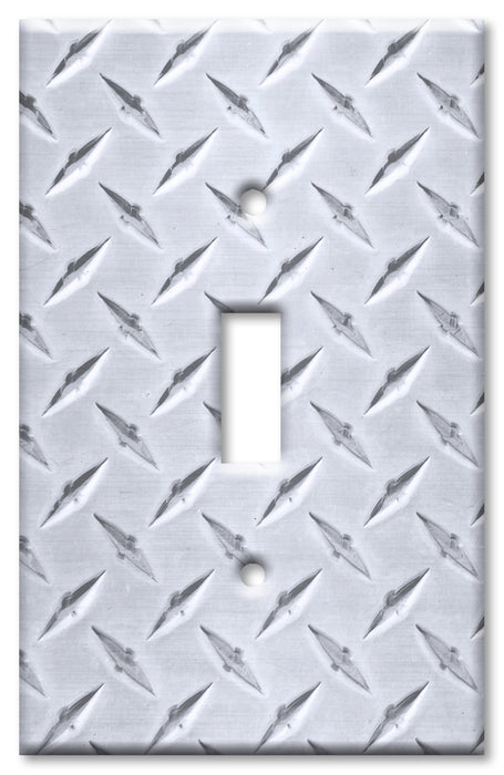 Decorative Printed Switch Plate - Electrical Switch Cover Wall Plate by Art Plates - Silver Diamond Plate Print