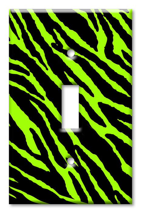 Decorative Printed OVERSIZED Switch Plate - Electrical Switch Cover JUMBO Wall Plate by Art Plates - Green Zebra