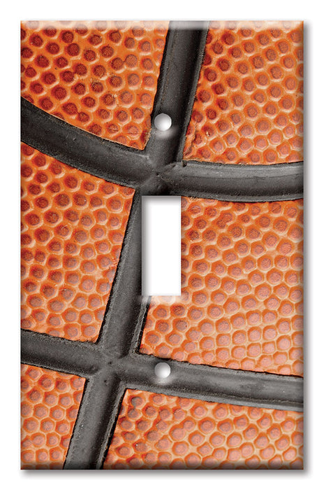 Decorative Printed OVERSIZED Switch Plate - Electrical Switch Cover JUMBO Wall Plate by Art Plates - Basketball Closeup