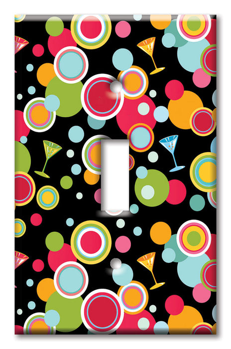 Decorative Printed OVERSIZED Switch Plate - Electrical Switch Cover JUMBO Wall Plate by Art Plates - Martini Polka Dots