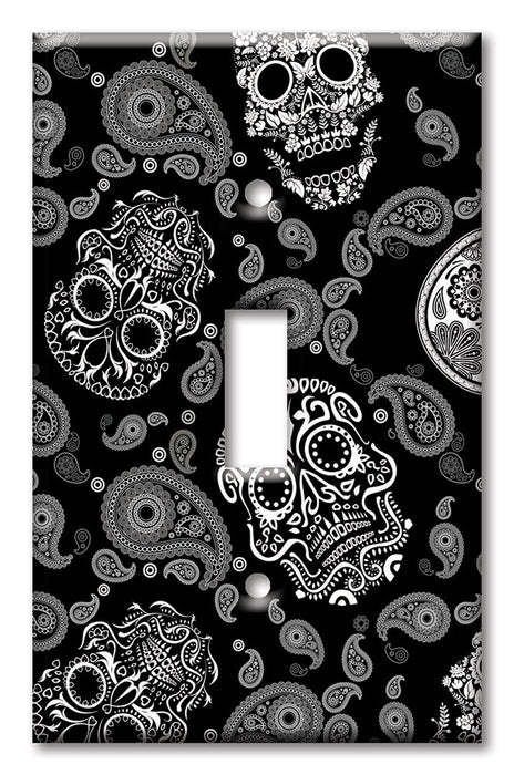 Decorative Printed OVERSIZED Switch Plate - Electrical Switch Cover JUMBO Wall Plate by Art Plates - White Sugar Skulls