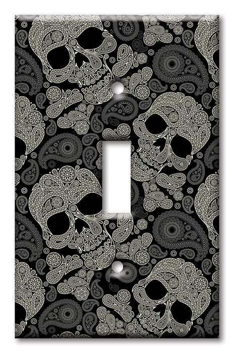 Decorative Printed Switch Plate - Electrical Switch Cover Wall Plate by Art Plates - Paisley Skulls