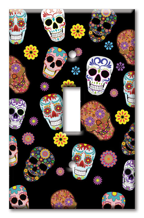 Decorative Printed OVERSIZED Switch Plate - Electrical Switch Cover JUMBO Wall Plate by Art Plates - Sugar Skull Toss