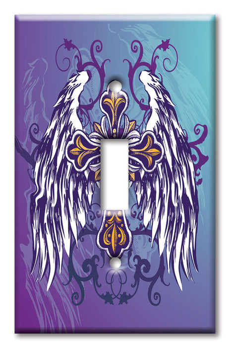 Decorative Printed Switch Plate - Electrical Switch Cover Wall Plate by Art Plates - Winged Cross