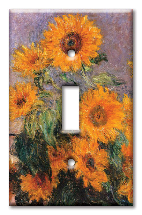 Decorative Printed OVERSIZED Switch Plate - Electrical Switch Cover JUMBO Wall Plate by Art Plates - Monet: Sunflowers