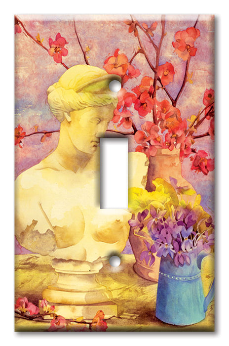 Decorative Printed OVERSIZED Switch Plate - Electrical Switch Cover JUMBO Wall Plate by Art Plates - Japonica and Violets