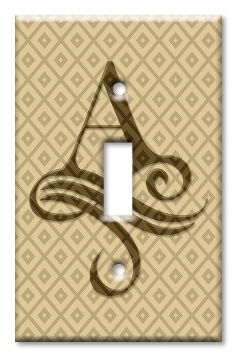 Decorative Printed Switch Plate - Electrical Switch Cover Wall Plate by Art Plates - Letter "A" Monogram