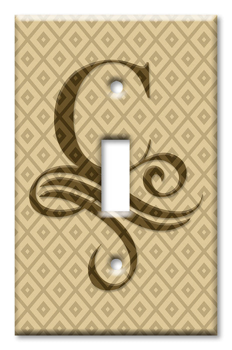 Decorative Printed OVERSIZED Switch Plate - Electrical Switch Cover JUMBO Wall Plate by Art Plates - Letter "C" Monogram