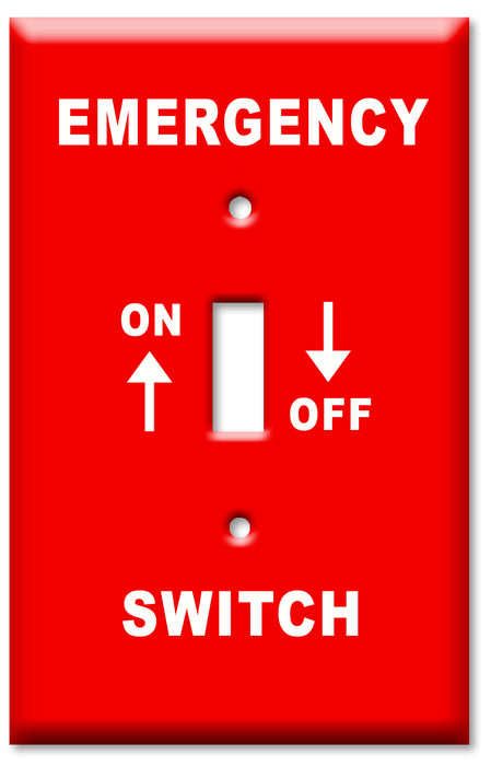 Art Plates OVERSIZED One Gang Emergency Shut Off Wall Plate - UL Listed - Code Compliant - Jumbo 1 Gang Toggle Switch Cover for Emergency Switches - Red Stainless Steel - 5.5" x 3.5" - Made in USA