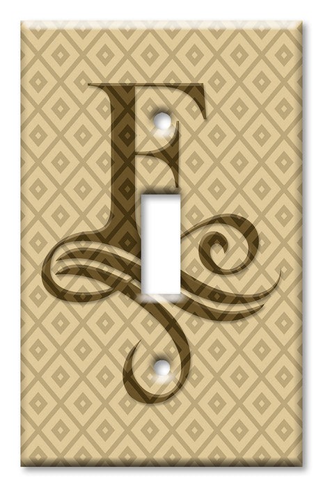 Decorative Printed OVERSIZED Switch Plate - Electrical Switch Cover JUMBO Wall Plate by Art Plates - Letter "F" Monogram