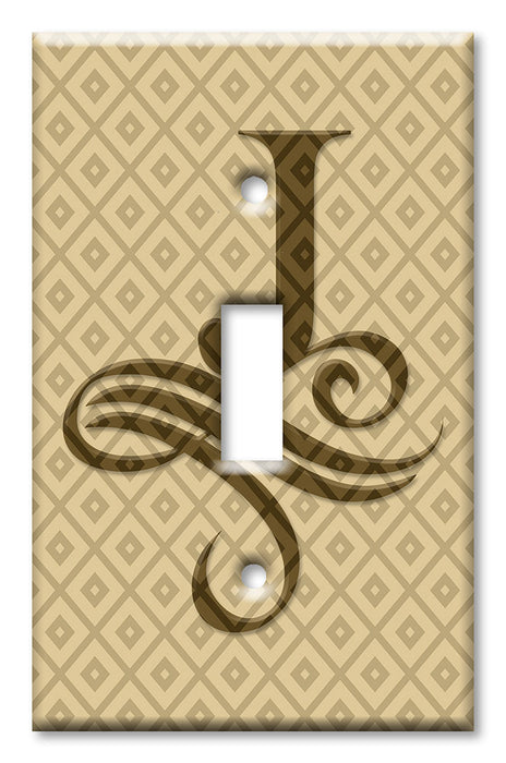 Decorative Printed OVERSIZED Switch Plate - Electrical Switch Cover JUMBO Wall Plate by Art Plates - Letter "J" Monogram