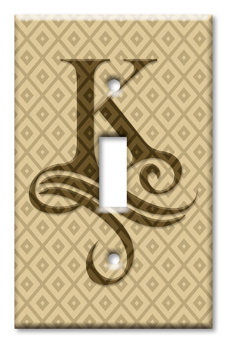 Decorative Printed OVERSIZED Switch Plate - Electrical Switch Cover JUMBO Wall Plate by Art Plates - Letter "K" Monogram