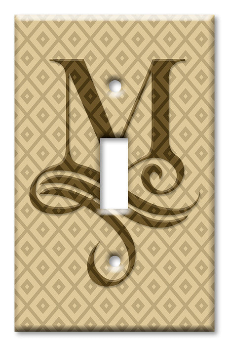 Decorative Printed OVERSIZED Switch Plate - Electrical Switch Cover JUMBO Wall Plate by Art Plates - Letter "M" Monogram