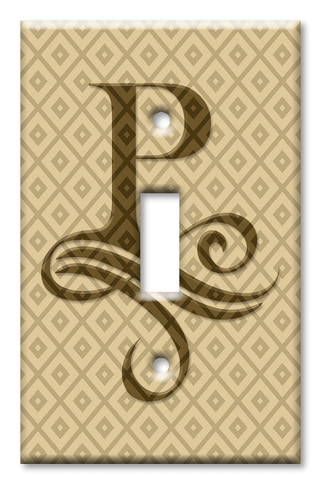 Decorative Printed OVERSIZED Switch Plate - Electrical Switch Cover JUMBO Wall Plate by Art Plates - Letter "P" Monogram