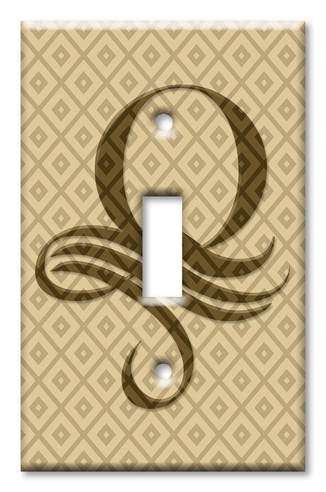 Decorative Printed OVERSIZED Switch Plate - Electrical Switch Cover JUMBO Wall Plate by Art Plates - Letter "Q" Monogram