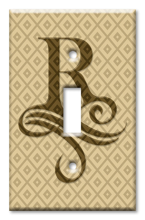 Decorative Printed OVERSIZED Switch Plate - Electrical Switch Cover JUMBO Wall Plate by Art Plates - Letter "R" Monogram