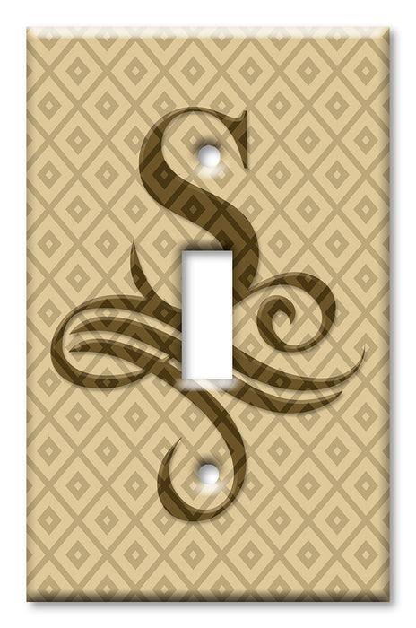 Decorative Printed OVERSIZED Switch Plate - Electrical Switch Cover JUMBO Wall Plate by Art Plates - Letter "S" Monogram