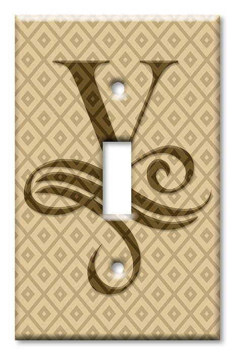 Decorative Printed OVERSIZED Switch Plate - Electrical Switch Cover JUMBO Wall Plate by Art Plates - Letter "V" Monogram