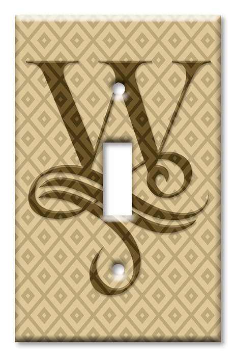 Decorative Printed OVERSIZED Switch Plate - Electrical Switch Cover JUMBO Wall Plate by Art Plates - Letter "W" Monogram