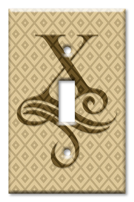 Decorative Printed OVERSIZED Switch Plate - Electrical Switch Cover JUMBO Wall Plate by Art Plates - Letter "X" Monogram